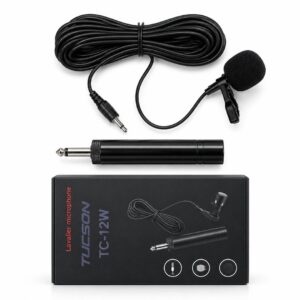 Microphone cravate TUCSON TC-12W avec pince, bonnette et adaptateur jack 6,35 mm
